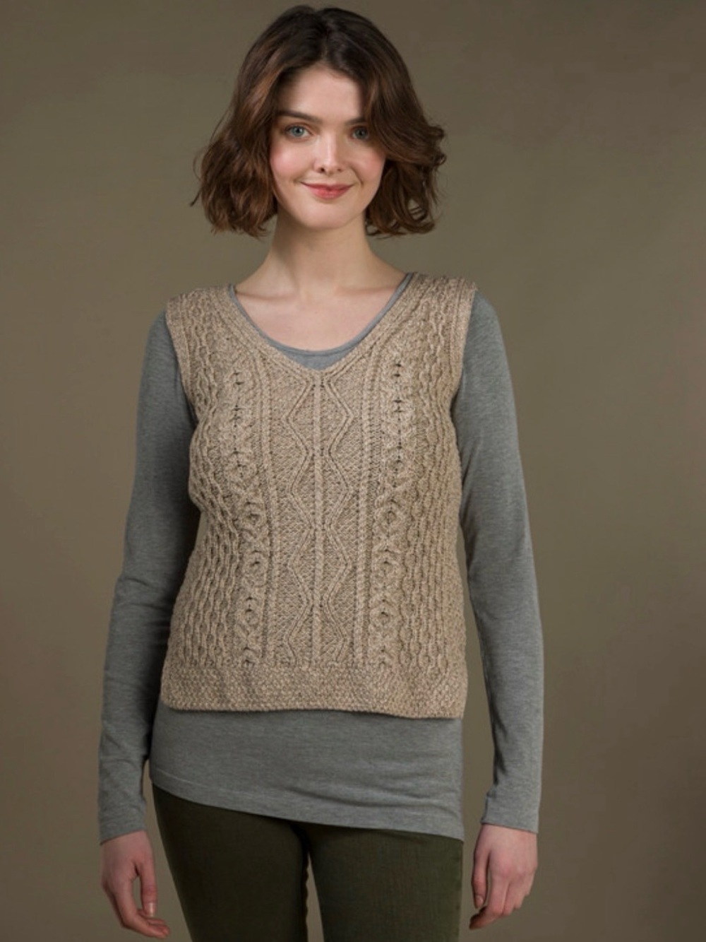Aran Sweater Market ‎Wicker Women's V-Neck Wool Slipover Size XS